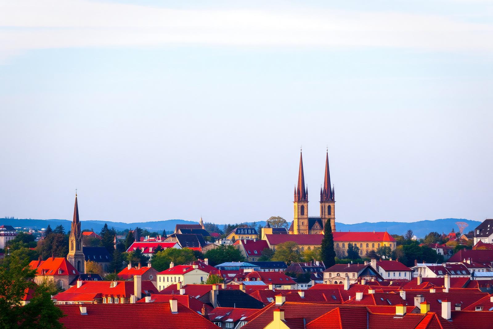 Zagreb skyline at golden hour